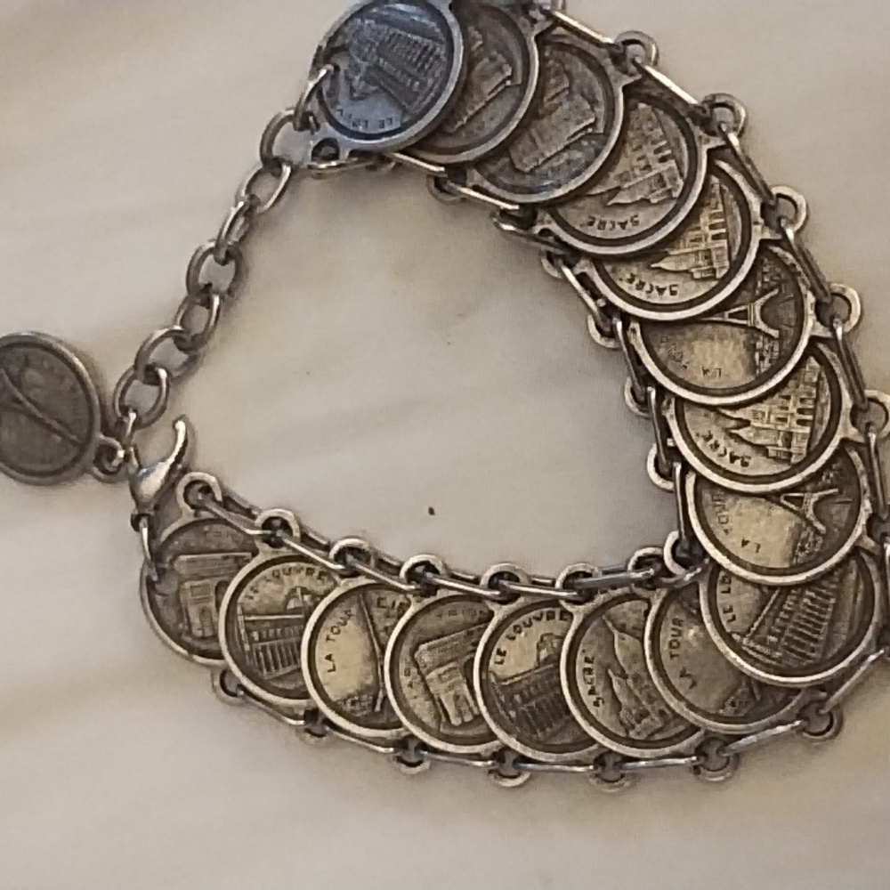 Vintage art nouveau silver con Paris bracelit